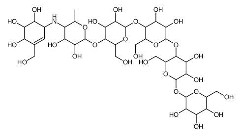 2-[5-[5-[5-[3,4-dihydroxy-6-methyl-5-[[4,5,6-trihydroxy-3-(hydroxymethyl)cyclohex-2-en-1-yl]amino]oxan-2-yl]oxy-3,4-dihydroxy-6-(hydroxymethyl)oxan-2-yl]oxy-3,4-dihydroxy-6-(hydroxymethyl)oxan-2-yl]oxy-3,4-dihydroxy-6-(hydroxymethyl)oxan-2-yl]oxy-6-(hydro Structure