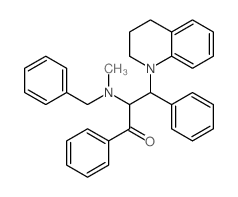 2-(benzyl-methyl-amino)-3-(3,4-dihydro-2H-quinolin-1-yl)-1,3-diphenyl-propan-1-one结构式