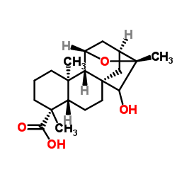 (4ALPHA,11BETA,15BETA,16ALPHA)-11,16-环氧-15-羟基贝壳杉-18-酸结构式