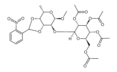 methyl 3,4-O-(2-nitrobenzylidene)-2-O-(tetra-O-acetyl-β-D-glucopyranosyl)-α-L-fucopyranoside Structure