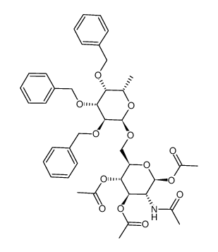 2-acetamido-1,3,4-tri-O-acetyl-2-deoxy-6-O-(2,3,4-tri-O-benzyl-α-L-fucopyranosyl)-β-D-glucopyranose结构式