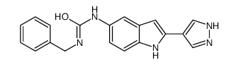 1-benzyl-3-[2-(1H-pyrazol-4-yl)-1H-indol-5-yl]urea结构式