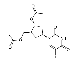 (+/-)-1-[(1α,3β,4α)-3-hydroxy-4-(hydroxymethyl)cyclopentyl]-5-iodo-2,4(1H,3H)-pyrimidinedione diacetate Structure