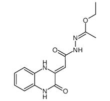 3-(N'-(1-ethoxyethylene))hydrazinocarbonylmethylene-2-oxo-1,2,3,4-tetrahydroquinoxaline结构式