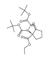(R)-N,N'-bis(tert-butoxycarbonyl)-1-hydrazino-2-oxocyclopentanecarboxylic acid ethyl ester结构式