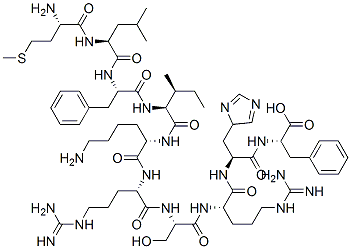 methionyl-leucyl-phenylalanyl-isoleucyl-lysyl-arginyl-seryl-arginyl-histidyl-phenylalanine structure