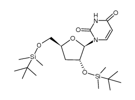 1-(3'-deoxy-2',5'-di-(tert-butyldimethylsilyloxy)-β-D-ribofuranosyl)uracil结构式