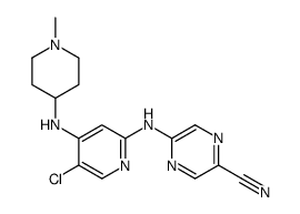 5-[[5-chloro-4-[(1-methylpiperidin-4-yl)amino]pyridin-2-yl]amino]pyrazine-2-carbonitrile结构式