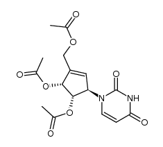 1-[(1R,2S,3R)-2,3-diacetoxy-4-acetoxymethyl-4-cyclopenten-1-yl]-2,4-(1H,3H)-pyrimidinedione结构式