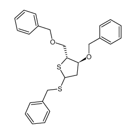 benzyl 3,5-di-O-benzyl-2-deoxy-1,4-dithio-D-erythro-pentofuranoside Structure