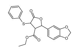 3-furancarboxylic acid, 2-(1,3-benzodioxo-5-yl)tetrahydro-5-oxo-4-(phenylthio)-, ethyl ester Structure
