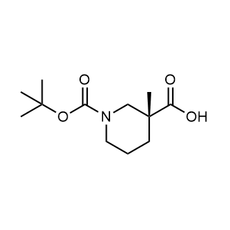 (3R)-1-[(叔丁氧基)羰基]-3-甲基哌啶-3-羧酸结构式