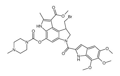methyl (8S)-8-(bromomethyl)-2-methyl-4-(4-methylpiperazine-1-carbonyl)oxy-6-(5,6,7-trimethoxy-1H-indole-2-carbonyl)-7,8-dihydro-3H-pyrrolo[3,2-e]indole-1-carboxylate结构式