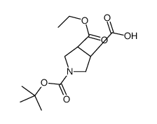 反式-1-(叔丁氧基羰基)-4-(乙氧羰基)吡咯烷-3-羧酸结构式
