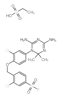3-chloro-4-[[2-chloro-4-(4,6-diamino-2,2-dimethyl-1,3,5-triazin-1-yl)phenoxy]methyl]benzenesulfonyl fluoride; ethanesulfonic acid Structure