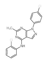 N-(2-chlorophenyl)-9-(4-chlorophenyl)-3-methyl-2,4,8,9-tetrazabicyclo[4.3.0]nona-1,3,5,7-tetraen-5-amine结构式