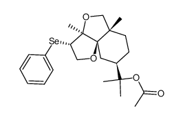 (3S,4S,5R)-1,4:2,5-diepoxy-3-phenylselanyl-1,2-secoeudesman-11-yl acetate结构式