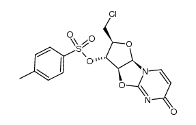 (3aS)-2t-chloromethyl-3c-(toluene-4-sulfonyloxy)-(3ar,9ac)-2,3,3a,9a-tetrahydro-furo[2',3':4,5]oxazolo[3,2-a]pyrimidin-6-one结构式