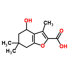4-Hydroxy-3,6,6-trimethyl-4,5,6,7-tetrahydro-1-benzofuran-2-carboxylic acid结构式