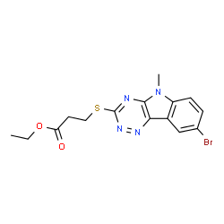 Propanoic acid, 3-[(8-bromo-5-methyl-5H-1,2,4-triazino[5,6-b]indol-3-yl)thio]-, ethyl ester (9CI)结构式