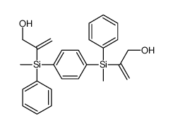 2-[[4-(3-hydroxyprop-1-en-2-yl-methyl-phenylsilyl)phenyl]-methyl-phenylsilyl]prop-2-en-1-ol Structure