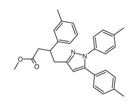 4-(1,5-Di-p-tolyl-1H-pyrazol-3-yl)-3-m-tolyl-butyric acid methyl ester结构式