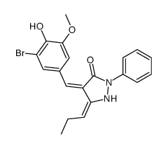 4-[(3-bromo-4-hydroxy-5-methoxyphenyl)methylidene]-2-phenyl-5-propylidenepyrazolidin-3-one Structure