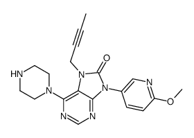 7-but-2-ynyl-9-(6-methoxypyridin-3-yl)-6-piperazin-1-ylpurin-8-one结构式