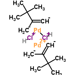 dichloroniopalladium; 2-methanidyl-3,3-dimethyl-but-1-ene; palladium(+2) cation结构式