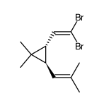 (2S,3R)-2-(2,2-Dibromo-vinyl)-1,1-dimethyl-3-(2-methyl-propenyl)-cyclopropane结构式