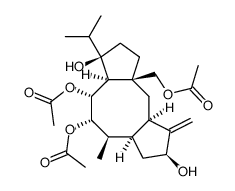 [2S,3aα,6aα,10aα,(-)]-9aβ-(Acetoxymethyl)tetradecahydro-7-isopropyl-4β-methyl-1-methylenedicyclopenta[a,d]cyclooctene-2β,5α,6α,7β-tetrol 5,6-diacetate Structure