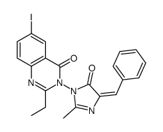 3-[(4E)-4-benzylidene-2-methyl-5-oxoimidazol-1-yl]-2-ethyl-6-iodoquinazolin-4-one Structure