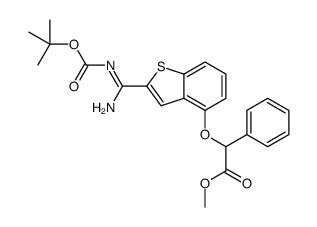 (Z)-Methyl 2-(2-(N'-(tert-butoxycarbonyl)carbamimidoyl)benzo[b]thiophen-4-yloxy)-2-phenylacetate Structure