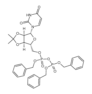 O2',O3'-isopropylidene-O5'-(tris-benzyloxy-diphosphoryl)-uridine结构式