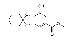 methyl (3S,4R,5R)-3,4-O-cyclohexylidene-3,4,5-trihydroxy-1-cyclohexene-1-carboxylate结构式