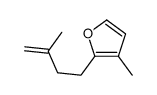 3-methyl-2-(3-methylbut-3-enyl)furan结构式