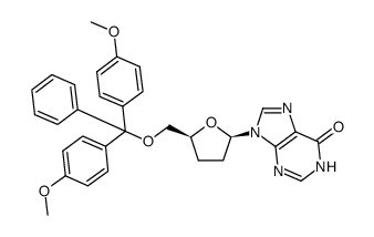 9-((2R,5S)-5-((bis(4-methoxyphenyl)(phenyl)methoxy)methyl)tetrahydrofuran-2-yl)-1,9-dihydro-6H-purin-6-one结构式