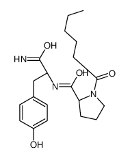 (2S)-N-[(2S)-1-amino-3-(4-hydroxyphenyl)-1-oxopropan-2-yl]-1-hexanoylpyrrolidine-2-carboxamide Structure