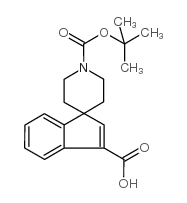 1'-(叔丁氧基羰基)螺[茚-1,4'-哌啶]-3-羧酸结构式