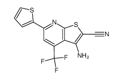 3-AMINO-6-THIOPHEN-2-YL-4-TRIFLUOROMETHYL-THIENO[2,3-B]PYRIDINE-2-CARBONITRILE结构式