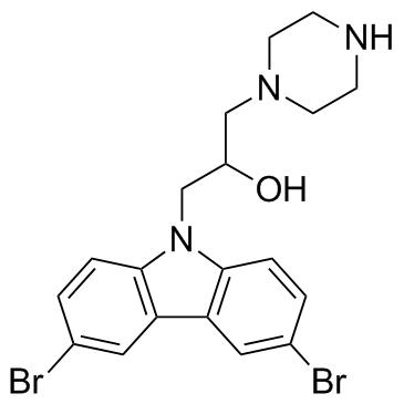 3,6-二溴吲哚-alpha-(1-哌嗪甲基)-9H-咔唑-9-乙醇双盐酸盐图片