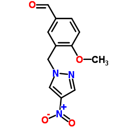 4-METHOXY-3-(4-NITRO-PYRAZOL-1-YLMETHYL)-BENZALDEHYDE结构式