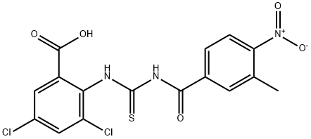 3,5-dichloro-2-[[[(3-methyl-4-nitrobenzoyl)amino]thioxomethyl]amino]-benzoic acid picture