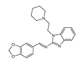 (E)-1-(1,3-benzodioxol-5-yl)-N-[1-(2-piperidin-1-ylethyl)benzimidazol-2-yl]methanimine结构式