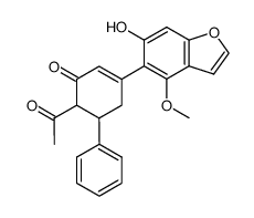 6-acetyl-3-(6-hydroxy-4-methoxy-benzofuran-5-yl)-5-phenyl-cyclohex-2-enone Structure