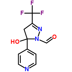 5-Hydroxy-5-pyridin-4-yl-3-trifluoromethyl-4,5-dihydro-pyrazole-1-carbaldehyde结构式