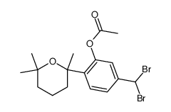 Acetic acid 5-dibromomethyl-2-(2,6,6-trimethyl-tetrahydro-pyran-2-yl)-phenyl ester Structure