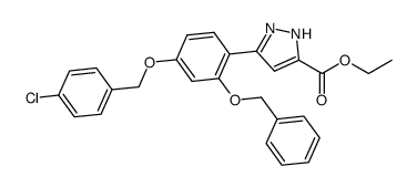 ethyl 3-(4-(4-chlorobenzyloxy)-2-(benzyloxy)phenyl)-1H-pyrazole-5-carboxylate结构式