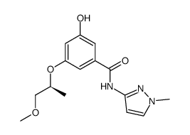 3-hydroxy-5-[(1S)-2-methoxy-(1-methylethyl)oxy]-N-(1-methyl-1H-pyrazol-3-yl)benzamide结构式