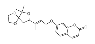 (+/-)-(E)-7-((3-(6,6-dimethyl-1,4,7-trioxaspiro(4.4)non-8-yl)-2-butenyl)oxy)-2H-1-benzopyran-2-one结构式